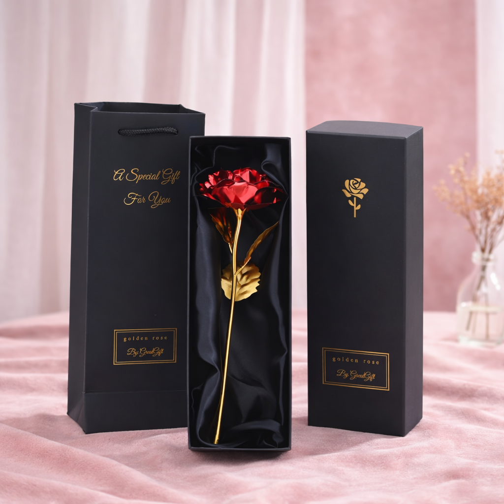 Red Foil Rose with Gift Box & Bag