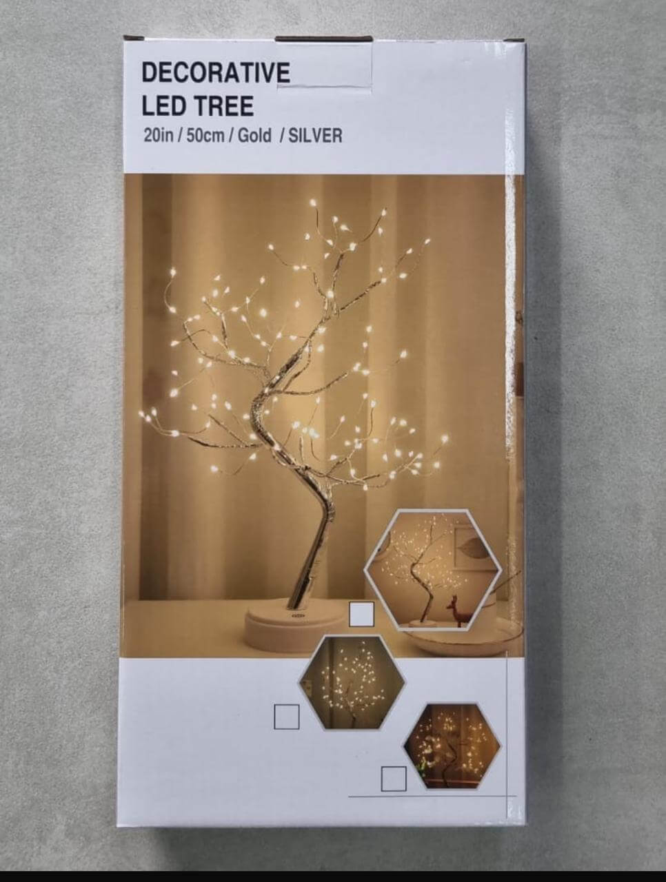 LED Bonsai Tree Fairy Light with Silver Wire Branches