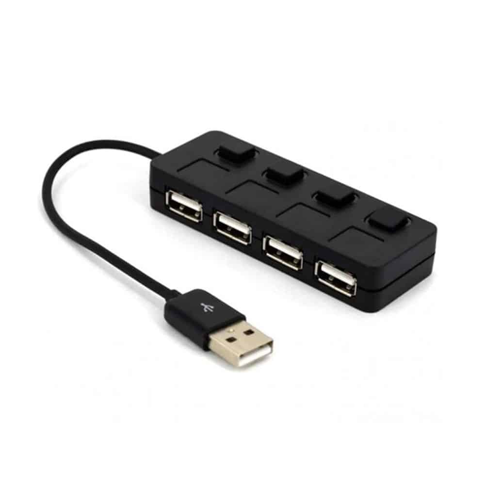 High-Speed USB 2.0 4-Port Expansion Hub with Individual Light Switches