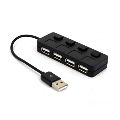 High-Speed USB 2.0 4-Port Expansion Hub with Individual Light Switches