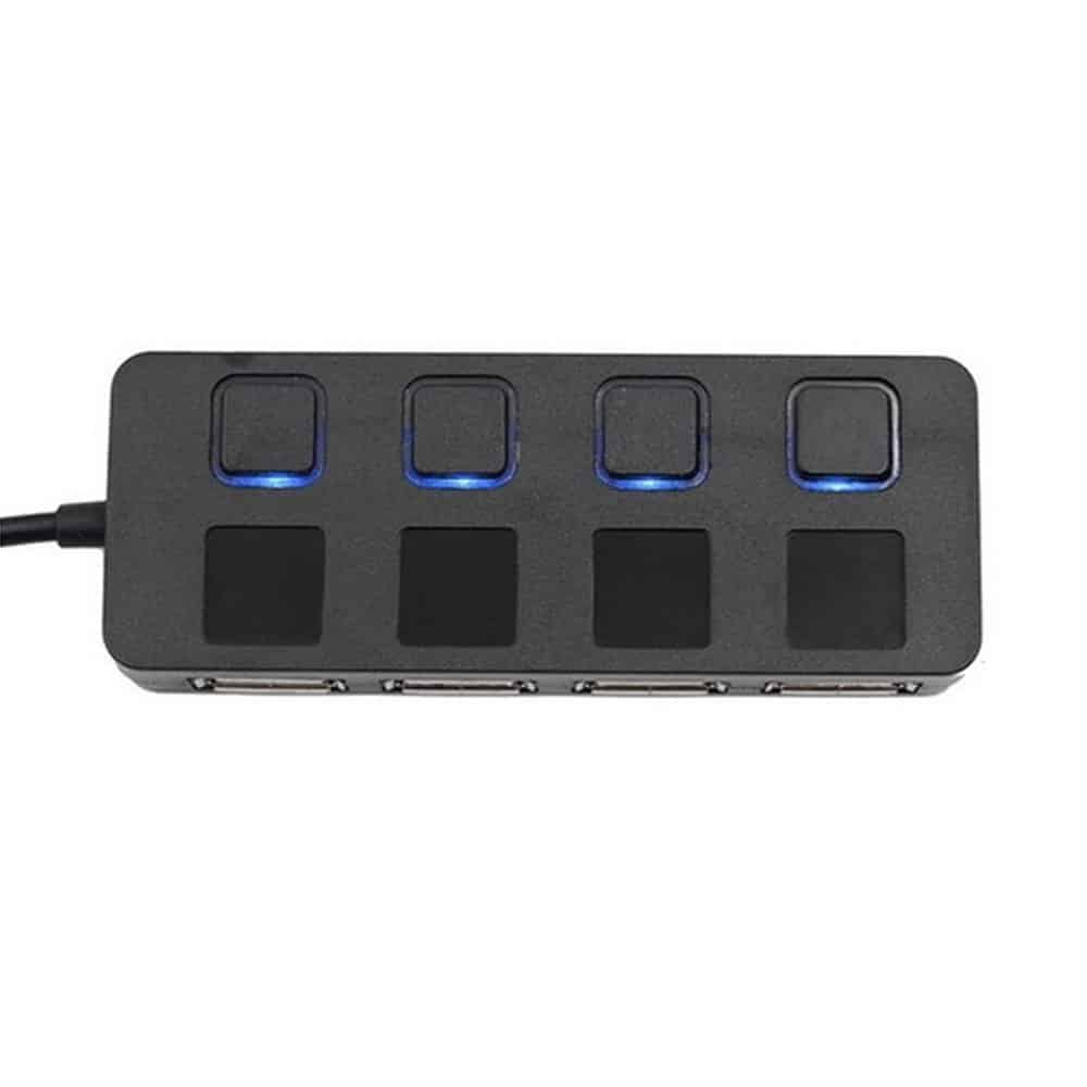 High-Speed USB 2.0 4-Port Expansion Hub with Individual Light Switches