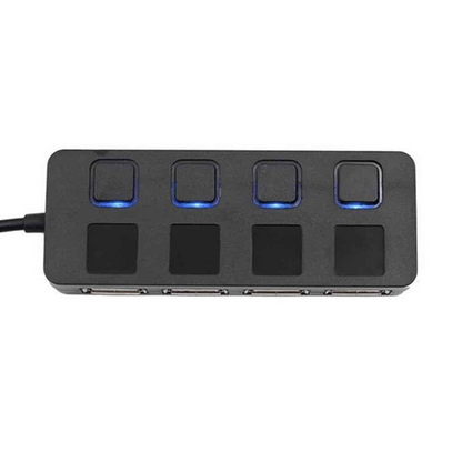 High-Speed USB 2.0 4-Port Expansion Hub with Individual Light Switches