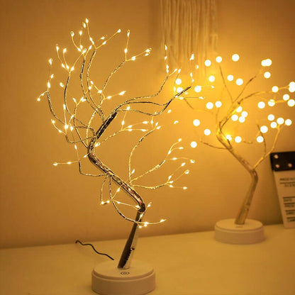LED Bonsai Tree Fairy Light with Silver Wire Branches