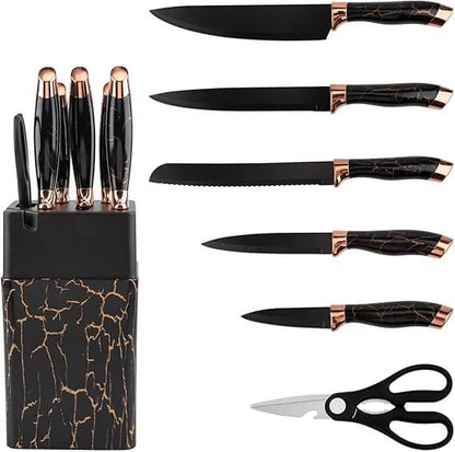 7 Piece Marble Kitchen Knife Set with Stand and Base