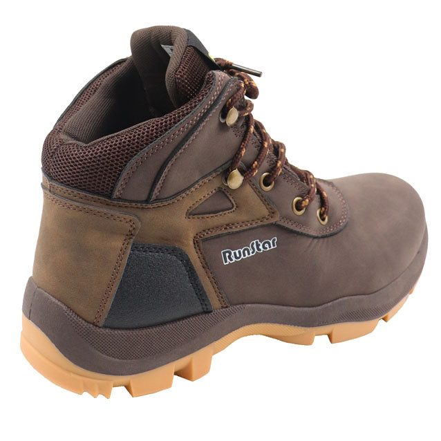 Mens Eyelet Lace Up Ankle Boot Brown